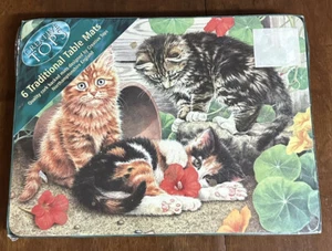 6 Creative Tops Traditional Cork Backed Table Mats Placemats Cats Cat Lover NEW - Picture 1 of 7