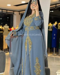 SALE New Special Elegant Dubai Moroccan Kaftan Arabic Abaya Very Fancy Long Gown - Picture 1 of 4