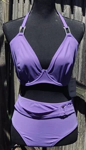 Boudoir Beach Tropical Violet Underwired Halter Bikini And Belted Brief Medium - Picture 1 of 18