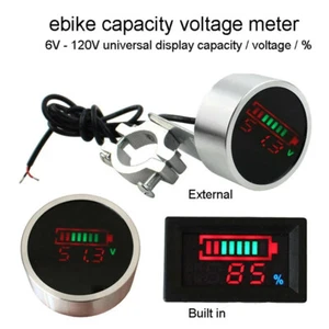 Indicatore di capacità batteria batteria 12 V 24 V 36 V 48 V 60 V 72 V 84 V indicatore di tensione misuratore foro - Foto 1 di 8