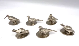 Vintage Game Birds Menu Holders Place Names Silver Plated Set of 6 Boxed - Picture 1 of 24