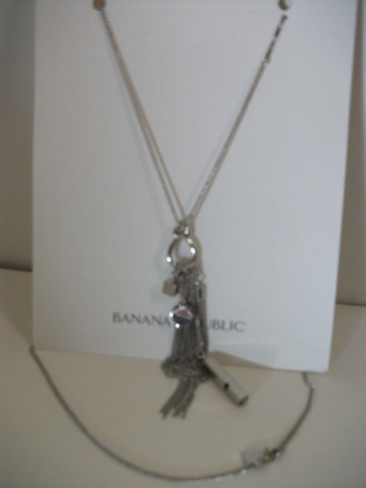 Banana Republic Women's silver Drop charm Whisper Tassel Necklace NWT 49 - Image 1 of 1