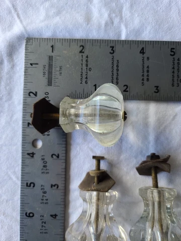 6 Vintage Large Clear Glass Dresser Drawer Cabinet Knob Pull Cover