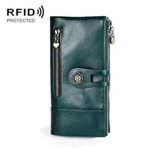Vintage Rfid Leather Wallet with Card Slots for Women - Blue - Picture 1 of 15