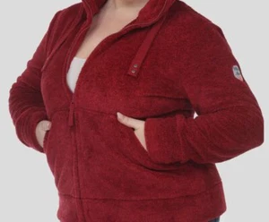 White Mark Women's Red Plus Size Hooded Sherpa Jacket Size 2XL - Picture 1 of 3