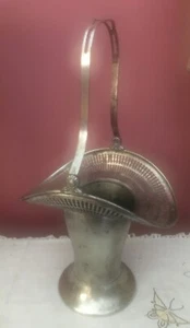 Antique Art Deco #560 Sheffield Silver Co. SP Reticulated Bride's Basket Vase - Picture 1 of 12