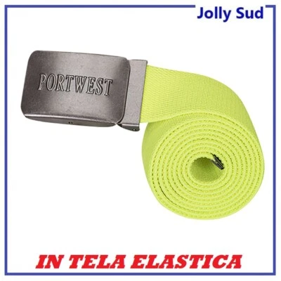 Cintura per Pantaloni Cinta Elastica Elasticizzata con Fibbia in Tela di Gialla - Immagine 1 di 2
