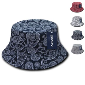 Decky Paisley Bandana Design Fitted Bucket Boonie Hats Caps Cotton Fisherman - Picture 1 of 11