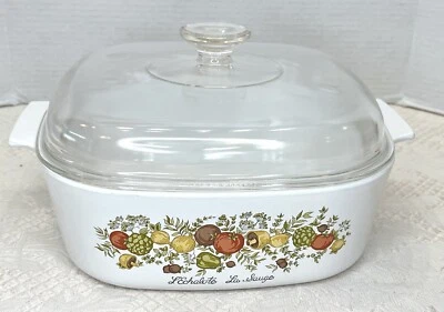 Corning Ware Spice Of Life 4 Qt L'Echalote La Sauge Dish A-34-B & Pyrex Lid A12C - Image 1 of 4