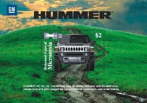 Micronesia 2008 - Coches - Hoja de estampillas de recuerdo HUMMER - Scott #769 - MNH Foto 1 de 1