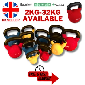 Exersci 2-24kg Neopren Kettlebells Gusseisen Gewicht Fitness Übung Heim Fitnessstudio - Bild 1 von 31