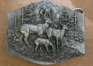 Siskiyou Belt Buckle Deer Buck 1989 Pewter 3x2.5” Vintage Beautiful Piece - Picture 1 of 6