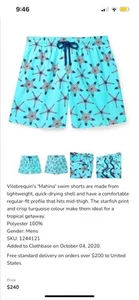 Vilebrequin Kids Size 8 ANS Mahina Swim Trunks Blue With Starfish - Picture 1 of 6