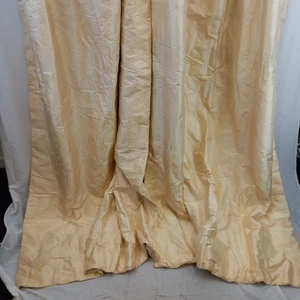 cream silk curtains interlined 52in x 90in gold vintage pencil pleat hand made - Picture 1 of 24