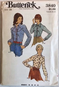 Vintage Butterick 1970s Uncut Sewing Pattern 3840 Shirt Top Size 38 - Picture 1 of 2