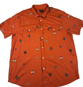 Billabong x Wrangler Shirt Mens 2XL Burnt Orange Aztec Short Sleeve Button Up - Picture 1 of 9