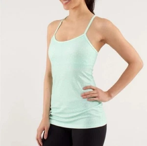Lululemon Power Y Back Tank Mint Green & White Polka Dot Sz 2 - Picture 1 of 6