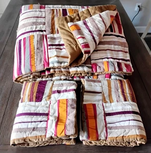 Comforter & 2 Shams Full/Queen 82 x 92 inch Cotton Blend Brown Gold Red 3 pc set - Picture 1 of 15