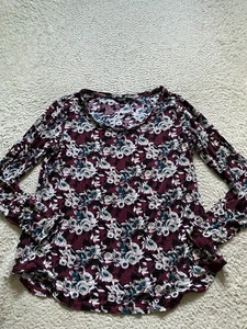 Simply Vera Vera Wang Women Rayon Floral Long Sleeve Blouse Multicolor Size M - Picture 1 of 8