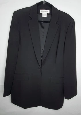 JNY Blazer 女式 16 黑色混纺面料衬里四季经典复古  — 第 1/4 张图片