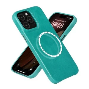 Top Genuine Leather Phone Case for Apple iPhone 15 pro max Blackish Green - Picture 1 of 7