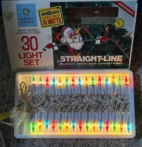 Juego de 30 luces de Navidad GE de colección NOS línea recta caja original - Imagen 1 de 3
