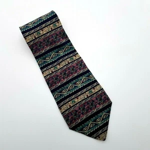 Corbata de seda 100 % importada del Museo Metropolitano de Arte azul borgoña a rayas - Imagen 1 de 6