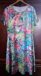 New Women's Multi Color Pastel Dress Artist Polyester Fit Flare Midi Paragon - Picture 1 of 10