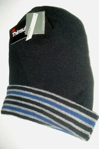 Sombrero para hombre gorro Thinsulate reversible negro/gris nuevo con etiquetas - Imagen 1 de 2