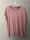 J. Jill Wearever Collection Large Pink Black Stripes Short Sleeve Shirt. *