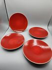 Jars-France Tourron CERISE 4 Salad Plates Reactive Glaze Design Dark Red 7-7/8"