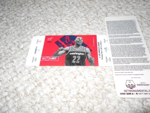 Washington Wizards Unused Ticket VIP 2017 Otto Porter Los Angeles Lakers Cover