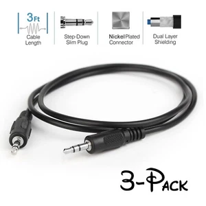 3.5 mm 3.5mm AUX AUXILIARY FOR IPHONE CABLE, 3Packs - Picture 1 of 8