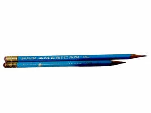 Pan American Airlines Vintage 1950 Blue Set Of 2 Used Pencils No.2 & No.3 Lead - Picture 1 of 4