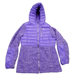 Free Country Jacket Girls L 14 Purple Hooded Zip Hybrid Fleece Puffer Coat - Picture 1 of 10