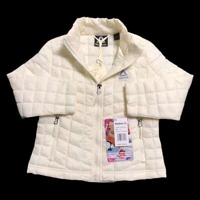 Reebok Little Girl's Full Zip Nylon Jacket Size 4 Off-White Active Outerwear - Image 1 of 4