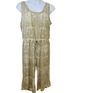 Juicy Couture Wide Leg Crop Jumpsuit XL Stretch Knit Cinch Tie Waist Scoop Neck - Picture 1 of 11