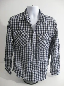 CAT CATERPILLAR MENS BLUE LONGSLEEVE CHECK PLAID SHIRT SIZE M SLIM FIT COTTON - Picture 1 of 5