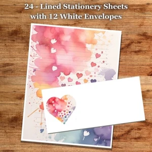 24 - linierte Schreibwarenblätter mit 12 weißen Umschlägen - Frühlingsmotiv #036 - Bild 1 von 2