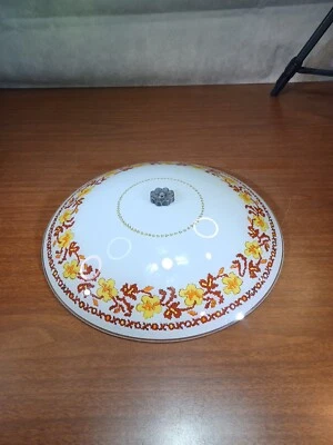 15 Inch Vintage Ceiling Light Fixture Glass And Finial Excellent Condition  - Image 1 of 4