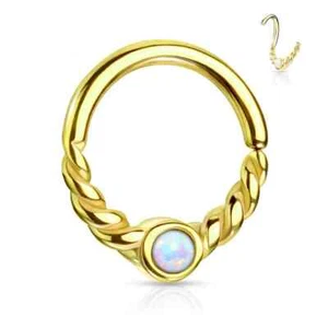 Pendiente de Nariz 1,2mm Piercing Ópalo Redondo Flexible Septum Oro Rosa Mosaico - Imagen 1 de 3
