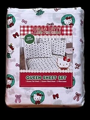 Juego de sábanas de vacaciones con corona de Navidad Hello Kitty Queen ¡NUEVO! Foto 1 de 3