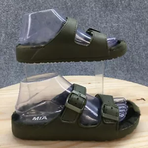 Mia Sandals Womens 7 Slip On Slides Olive Casual Open Toe Buckle Strap Faux Fur - Picture 1 of 17