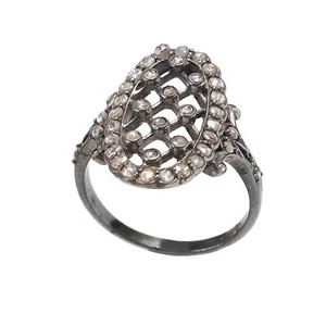 Real Polki Diamond Ring 925 Sterling Silver Diamond Fine Gift Her Jewelry - Picture 1 of 4