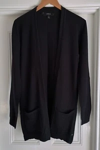 Cynical Black Waffle Knit Cotton Ladies Cardigan Size S Oversized VGC - Picture 1 of 5