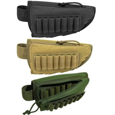 Tactical Rifle Shotgun Buttstock Cheek Rest Ammo Shell Nylon Cartridge Pouch - Image 1 of 4
