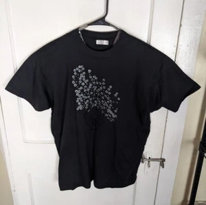 Vintage 90s GUESS Georges Marciano Embroidered Tshirt Flowers Men Sm. Black  - Picture 1 of 8