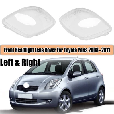 Right Left Pair Front Headlight Headlamp Lens Cover For Toyota Yaris 2008-2011 - Image 1 of 4
