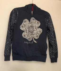LUCKY BRAND Flower Embroidered Fleece Lined Full Zip Girls YOUTH Hoodie 14/16 - Picture 1 of 3