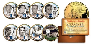 YANKEES LEGENDS 24K Gold Plated NY State Quarters US 7-Coin Set +Bonus Babe Ruth - Picture 1 of 1